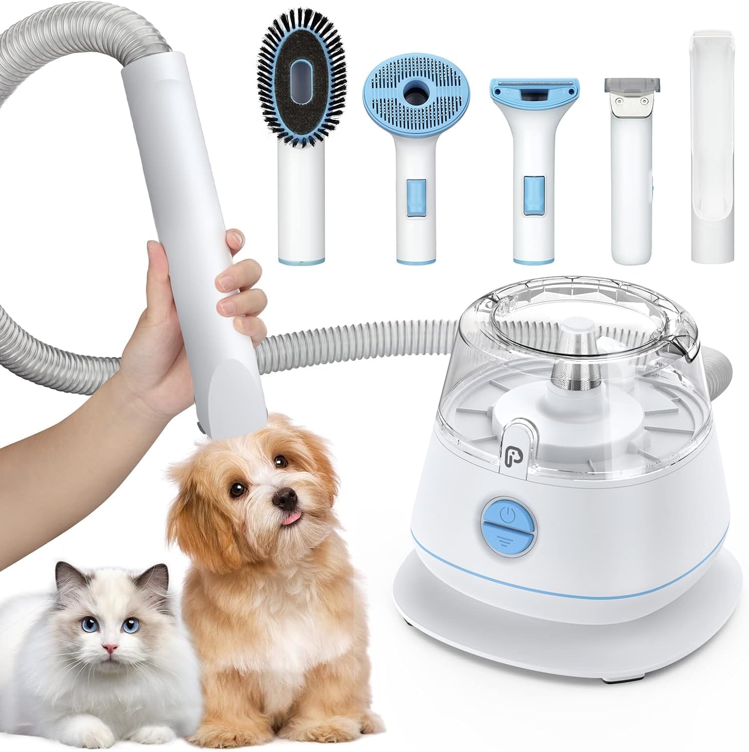 Kit di toelettatura per cani, kit professionale a basso rumore per la toelettatura degli animali domestici Aspirazione 99% peli di animali domestici, materiale ABS, silenzioso, toelettatore
