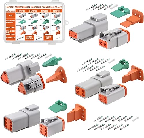 Conector DT, kit de conectores Deutsch de 2, 3, 4, 6 pines, conectores eléctricos automotrices impermeables con contactos estampados y tapones de