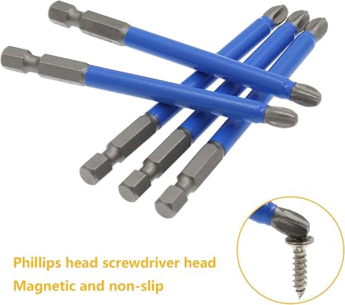 Miniatura 4 de Biaungdo Juego de 10 brocas magnéticas PH3 Phillips de 3.5 pulgadas de largo, antideslizantes #3 (PH3 x 3.543in)