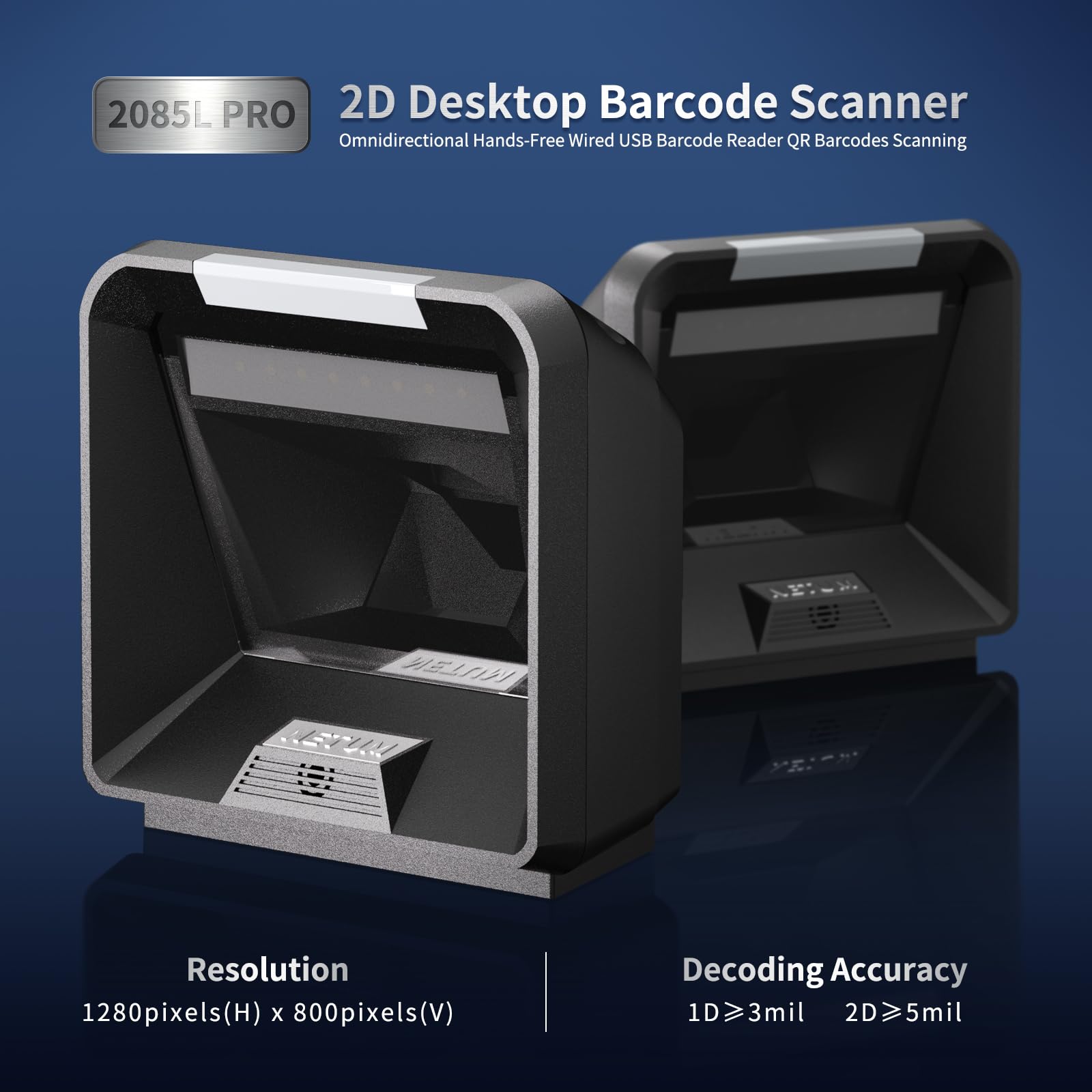 NETUM 2D Omnidirectional Desktop Barcode Scanner, Hands-Free USB Wired Barcode Reader 1D 2D QR PDF417 Barcode Reader with Megapixel High Resolution Sensor for Retail POS Supermarket NT-2085L(Pro)