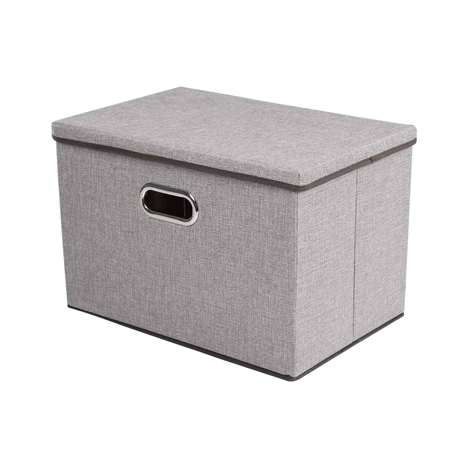 M.J COMFY-LIFE Storage Boxes with Lids Stackable Fabric Storage Baskets with Handles 45x30x30cm Linen Cloth Organizer Bins for Clothes Toys Books (Grey)