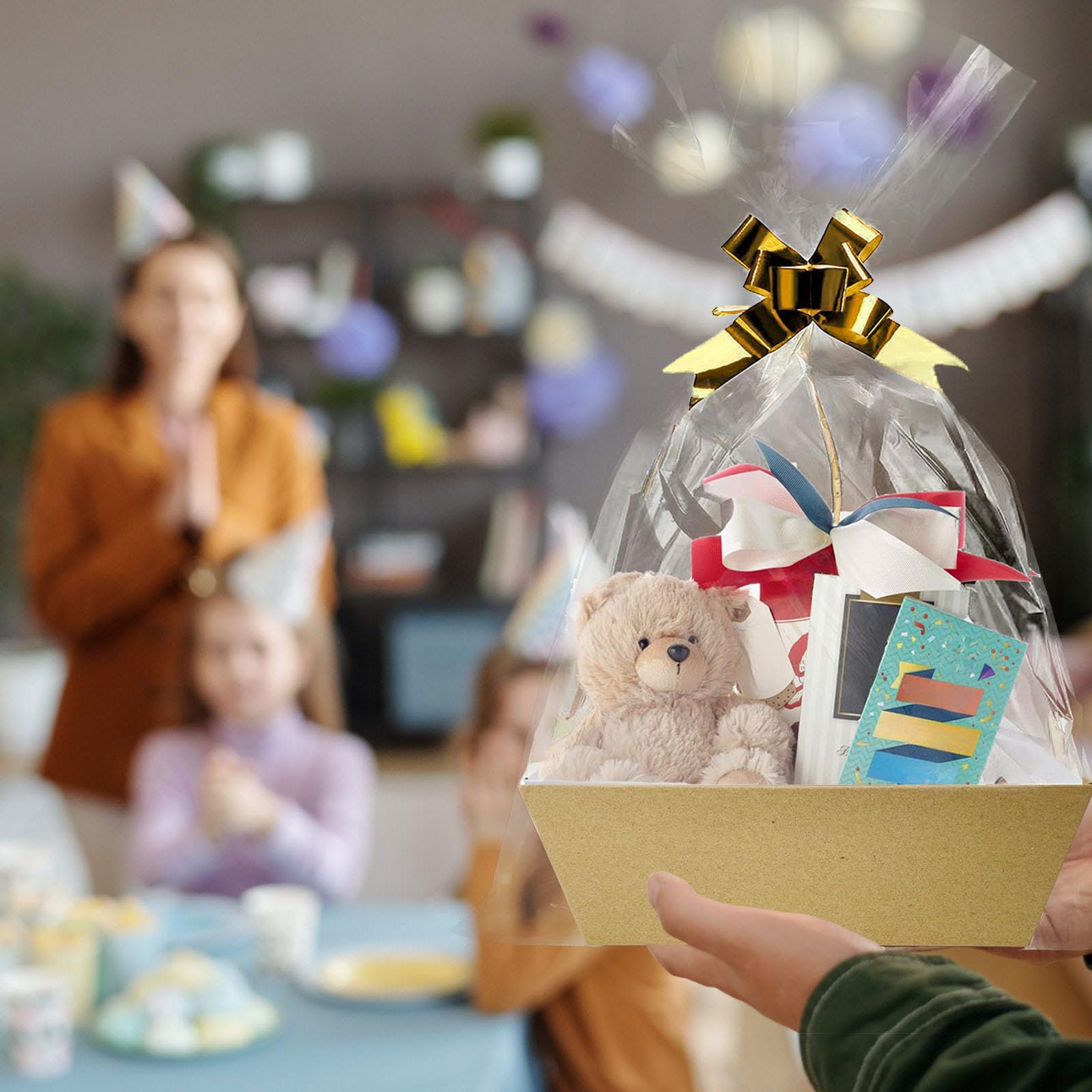 Baskets For Gifts Empty, 6 PCS Sturdy Diy Bulk Gift Basket Kraft Market Tray Cardboard Basket With Handles, Gift Baskets Kit Supplies Wrap To Fill For Birthday Christmas Valentines Thanksgiving