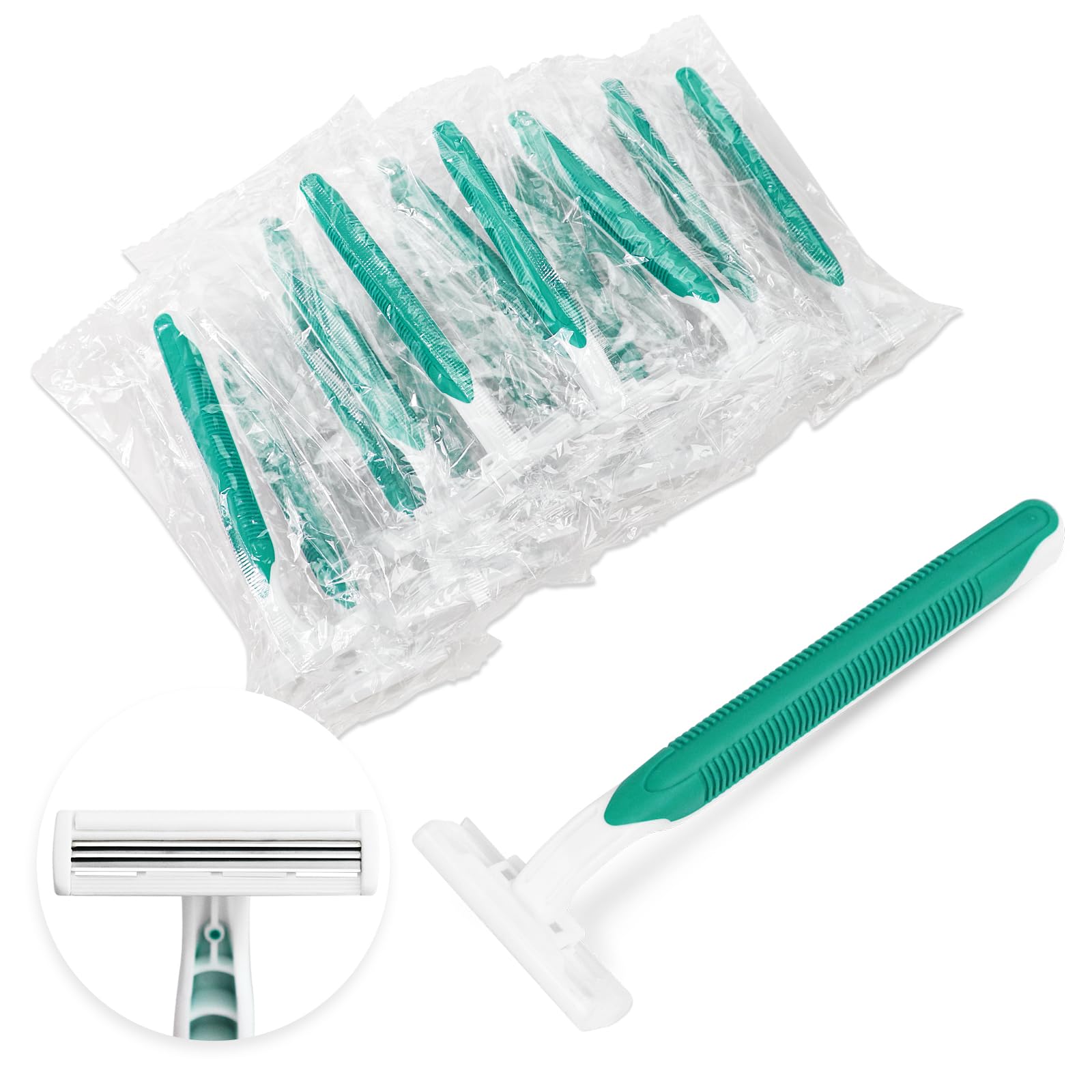 Amazon.com: Xuezoioy Disposable Razors Bulk Pack of 50,GreenTravel Bulk ...