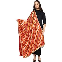 Weavers Villa Women's Indian Handicraft Ethnic Dupatta Heavy Phulkari Embroidery Dupatta Chunni/Stole/Scarf