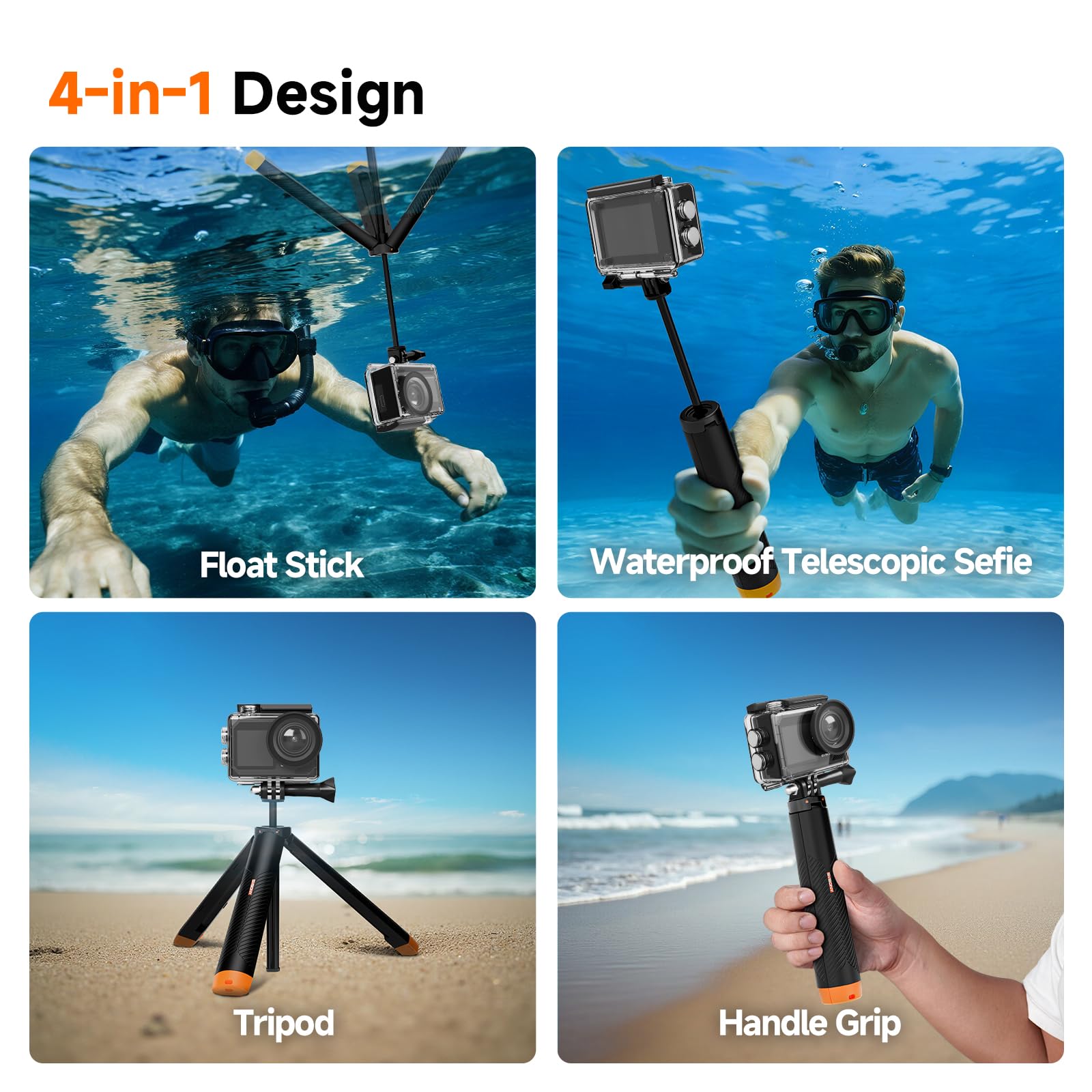 SVBONY SvGo2 Kamera Sportowa 4K30FPS 20MP, Wodoodporna Obudowa Kamery Podwodnej 30M, Dotykowy ekran, z Mikrofonem Przewodowym, Stabilizacja EIS, Pilot Zdalnego Sterowania, do Sportu i Vlogów