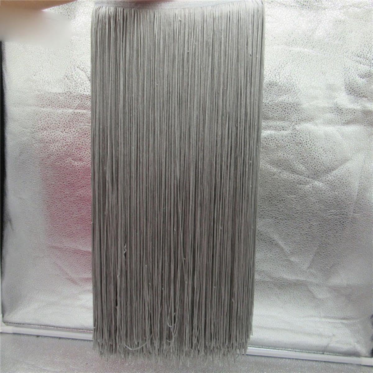 Ruban de dentelle à franges - 5 m x 100 cm - Blanc - Pour couture de robe latine - Accessoires de bricolage - Gris