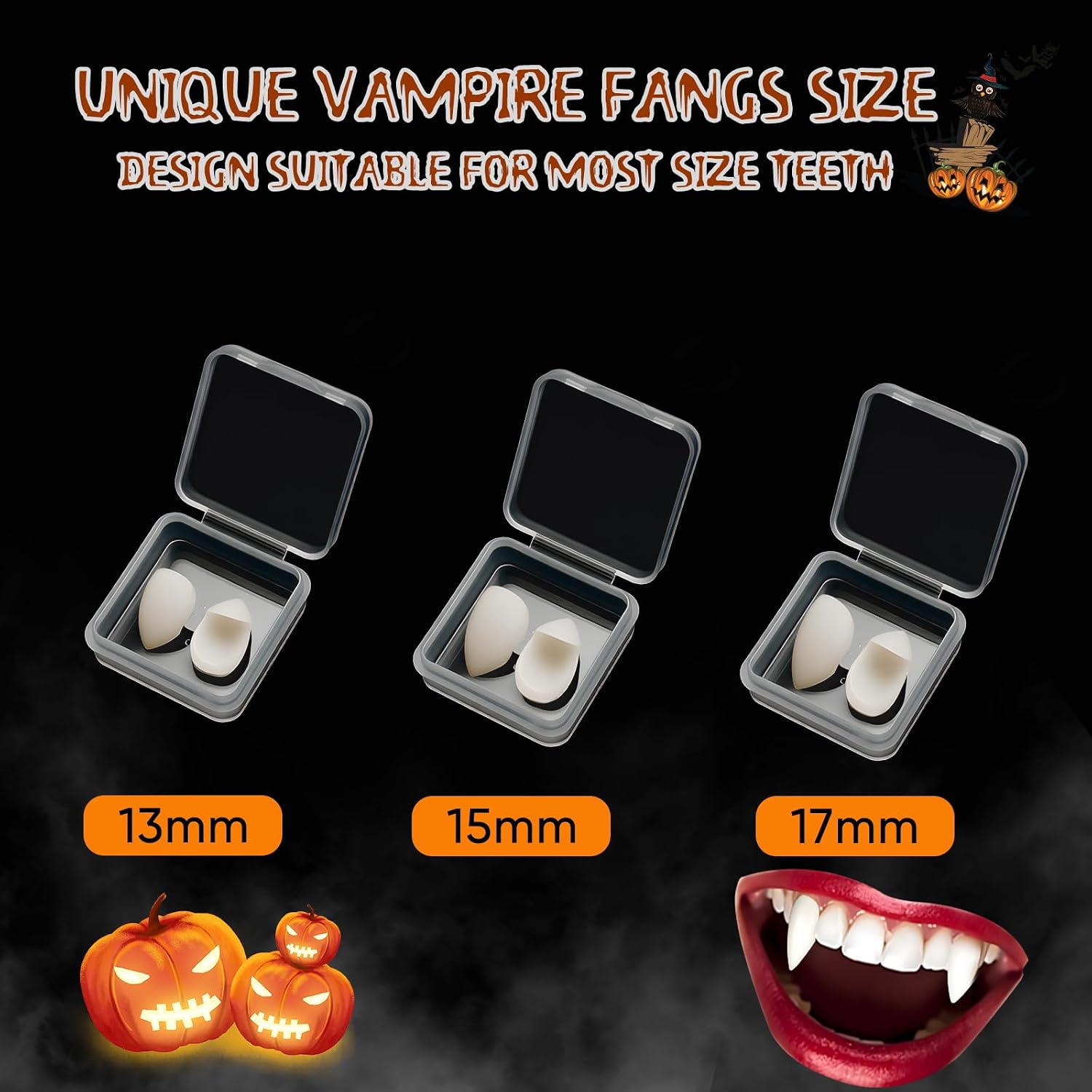  Vampire Teeth Fangs, Halloween Costume Makeup(13,15,17MM) thumbnail