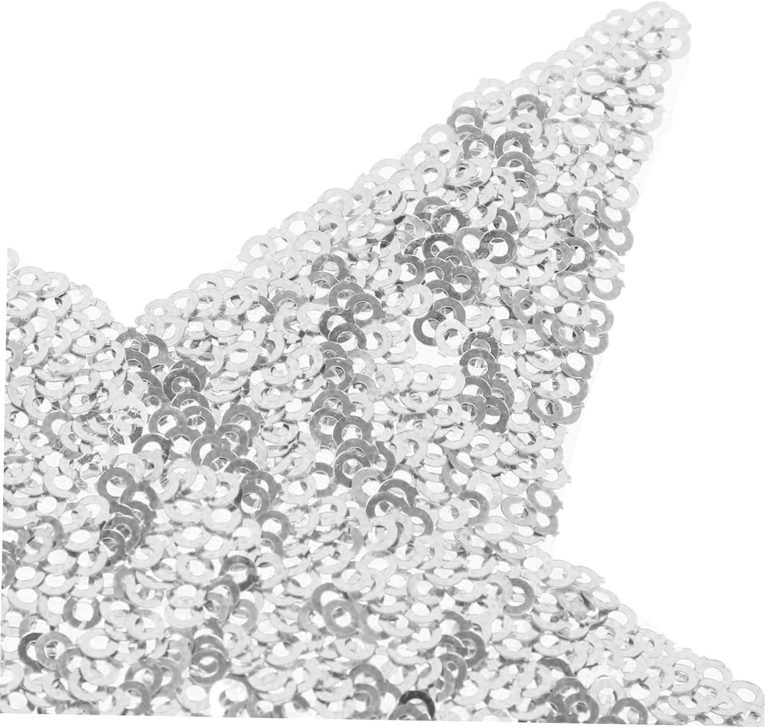 HOMSFOU 5Pcs Glitter Star Iron Patches Decorative Sequin Applique for Clothing Bags Hats DIY Fashion Repair Five Embellishments