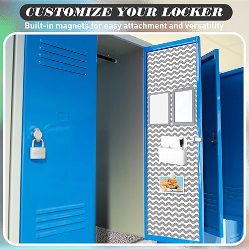 Miniatura 5 de Timgle Juego de casilleros magnéticos de 8 piezas, incluye papel tapiz magnético, espejo, armario, organizador, alfombra, pizarra blanca, marcador