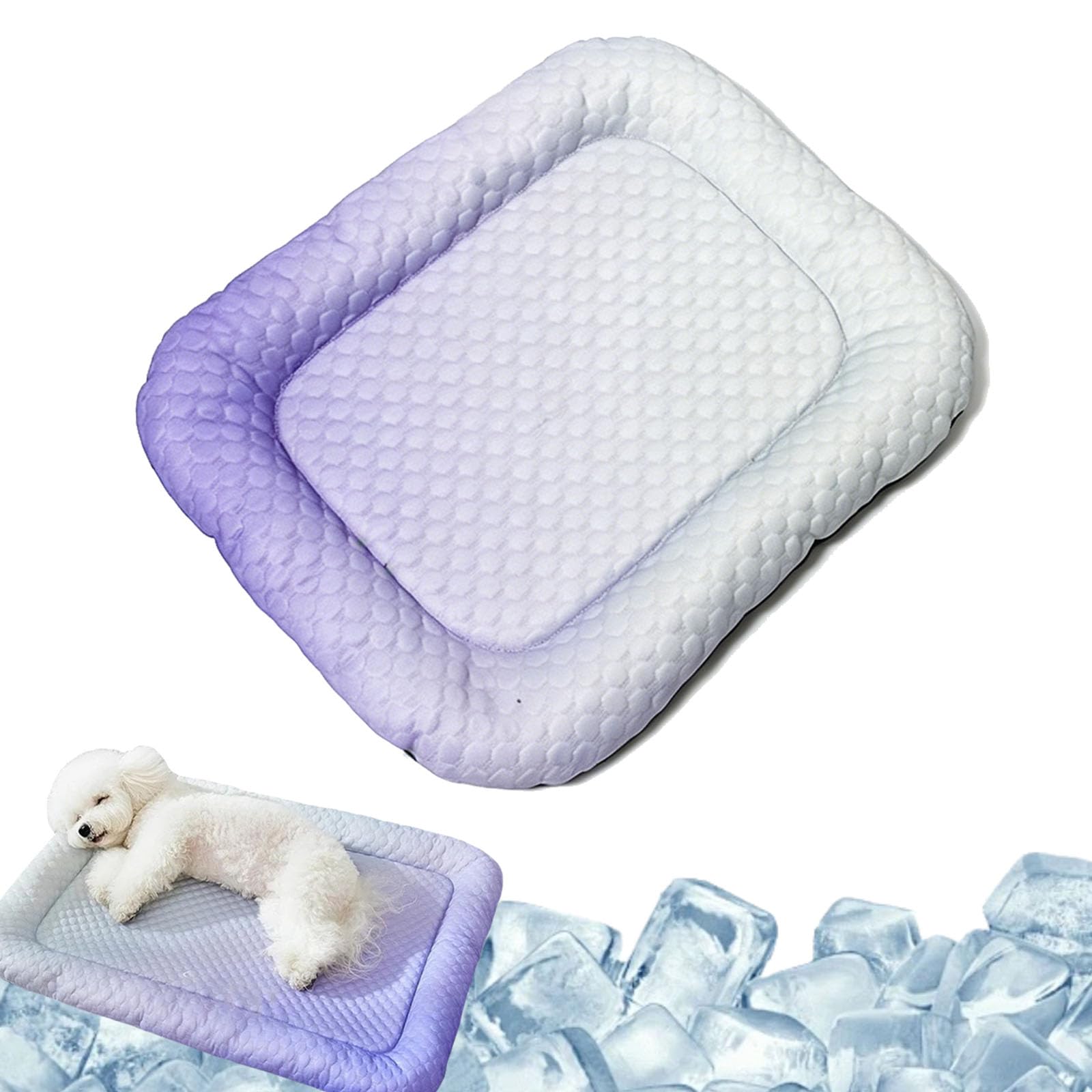 Sovtay Pawchill Pet Cooling Mat for Dogs & Cats, Pawchill Cooling Mat, Naturally Cool Ice-Silk Pad, Breathable Soft Sleeping Cushion for Indoor Floors Sofas and Car Travel Washable (Blue,S)