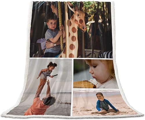 Miniatura 1 de Manta personalizada con collage de fotos, suave manta personalizada de vellón Sherpa con imágenes y texto, manta personalizada para niños,