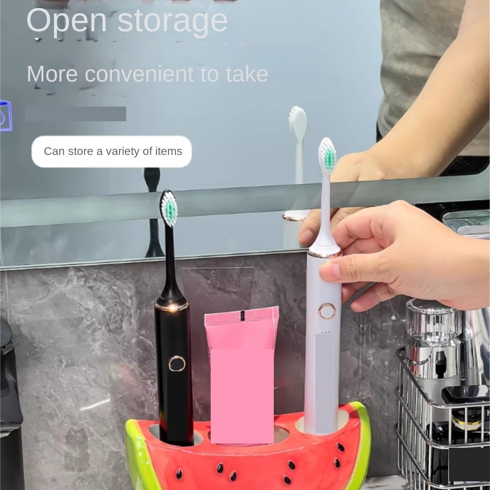 Porta Cepillo Dientes Baño Soporte De Cerámica For Cepillo Dientes con Forma Sandía For Almacenamiento En Encimera Baño Hogar Y Cocina