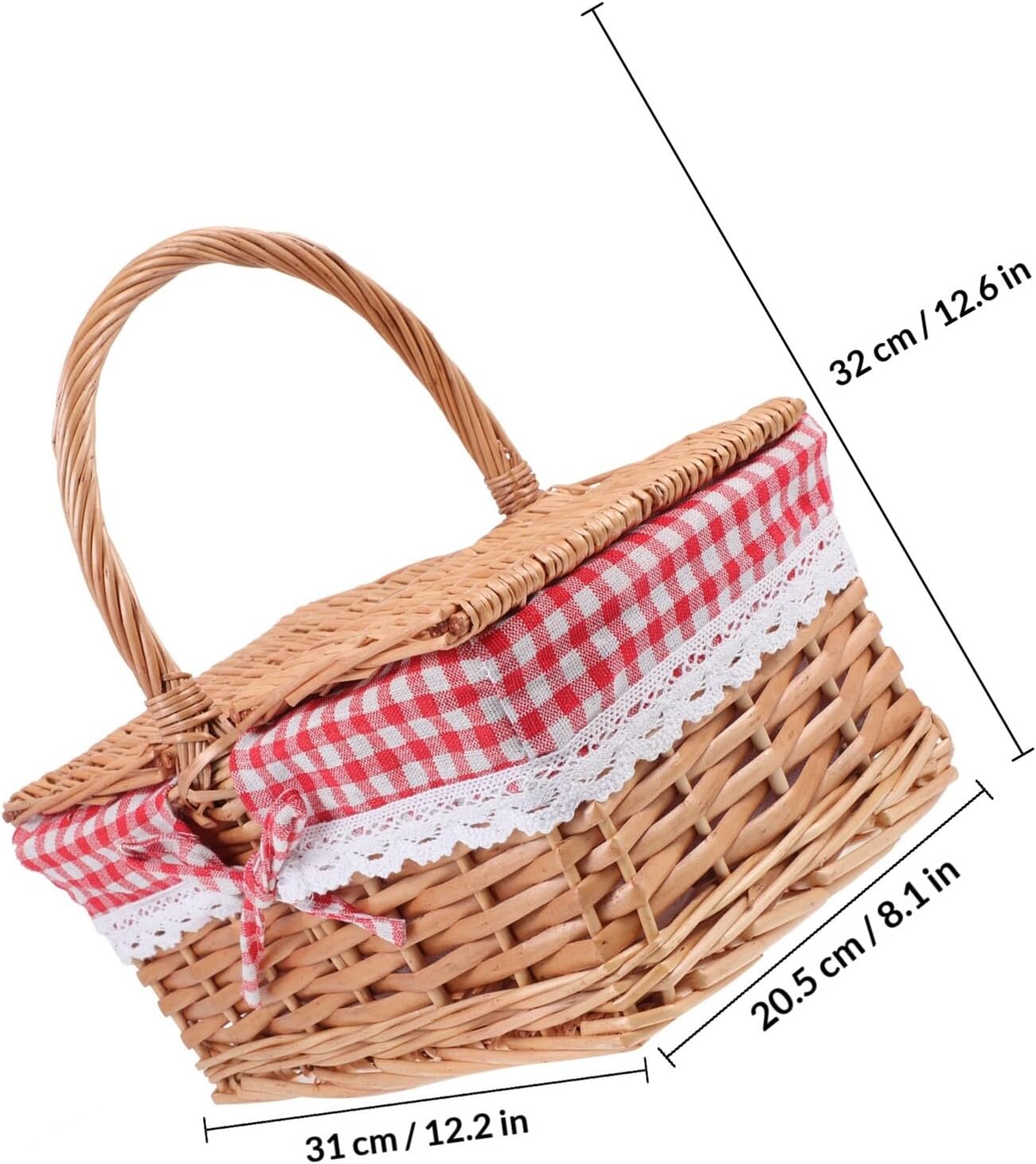 Woven Straw Picnic Basket with Lid Portable Outdoor Storage Basket for Sundries Organizer Small Size 20x30cm for Travel and Home Use