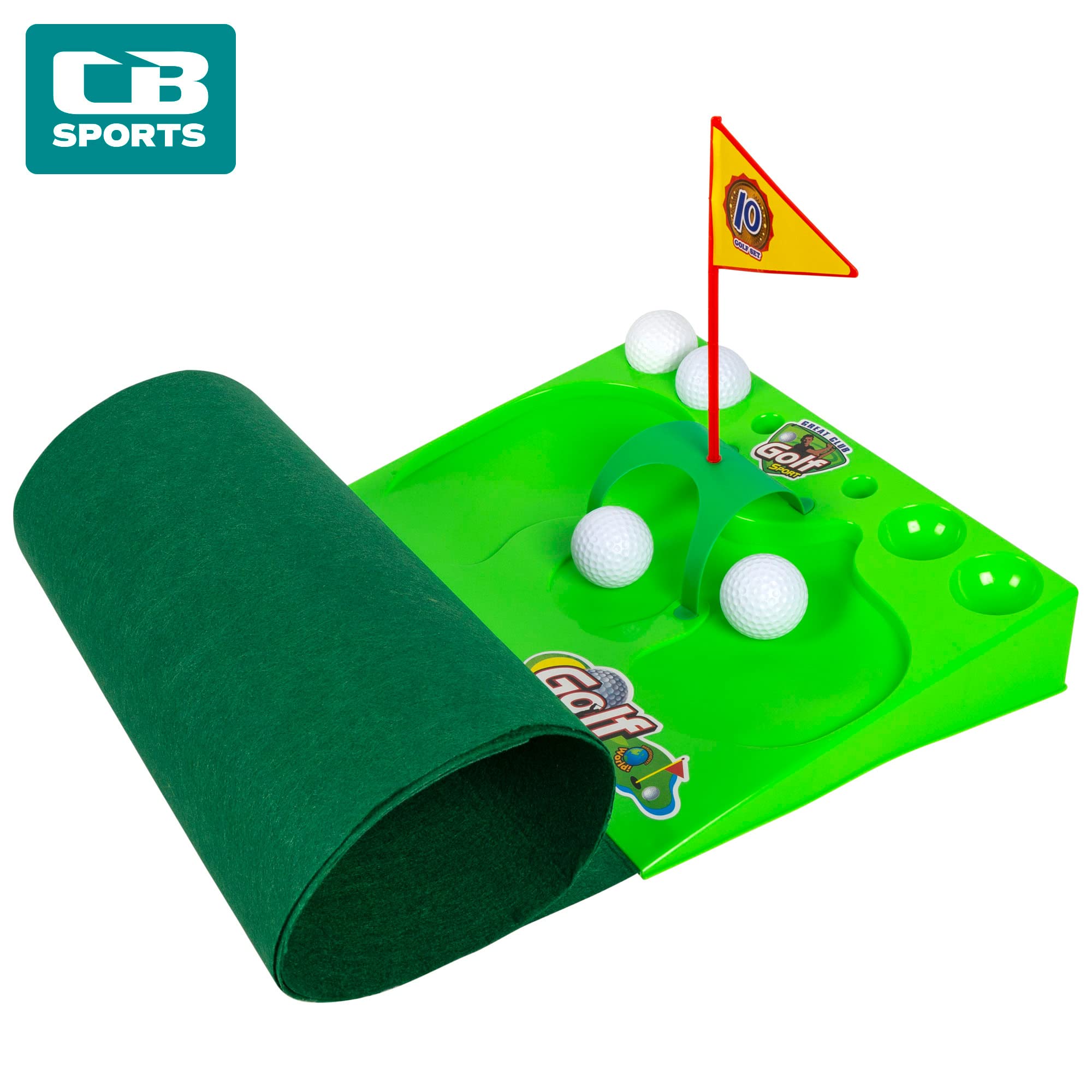 COLORBABY 49992 CB Sports Jeu de Golf pour Enfants, Mini Golf Contient 8 pièces : Clubs de Golf, 4 balles et Tapis, Jeux de Sport, Jeux de Sport, Jeux de Plein air, Jeu de Golf pour Enfants
