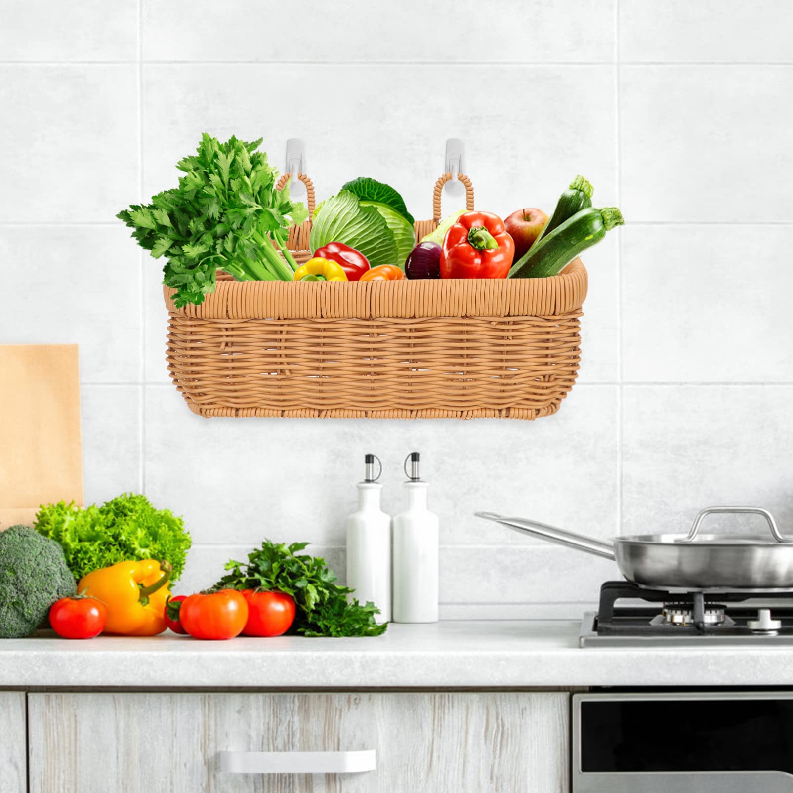 PATKAW 11x5" Hängende Obstkörbe Für Die Küche Hängende Wand Gemüsekörbe Knoblauch Halter Kartoffel Zwiebel Lagerkorb Für Speisekammer Küche Garten 28X16cm