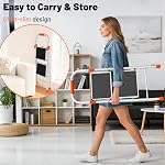 2 Step Ladder, Folding Step Stool with Orange Cushioned Handle, White Sturdy Step Ladder with Wide Anti-Slip Pedal, 900 lbs Capacity Heavy Duty Step Stool with Safety Lock for Kitchen, Home & Garage