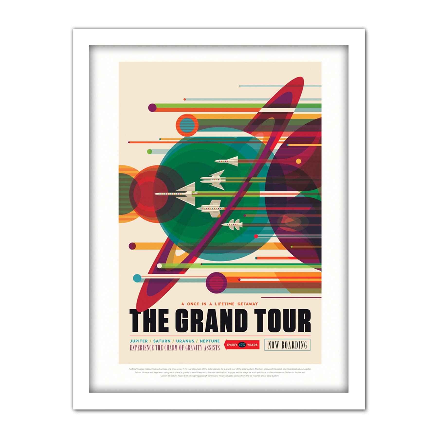 Wee Blue Coo NASA Space Travel Advert Grand Tour Artwork Framed Wall Art Print 18X24 Inch
