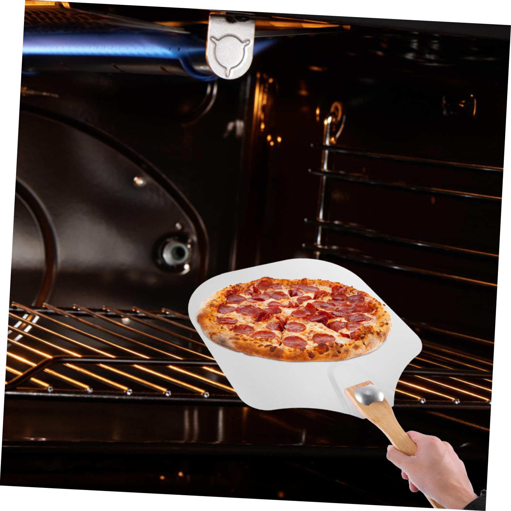 Alipis Faltbarer Pizzaschieber aus Edelstahl und Holz Klappbarer Griff Rostfrei Leicht zu Reinigen zum Backen und Kochen