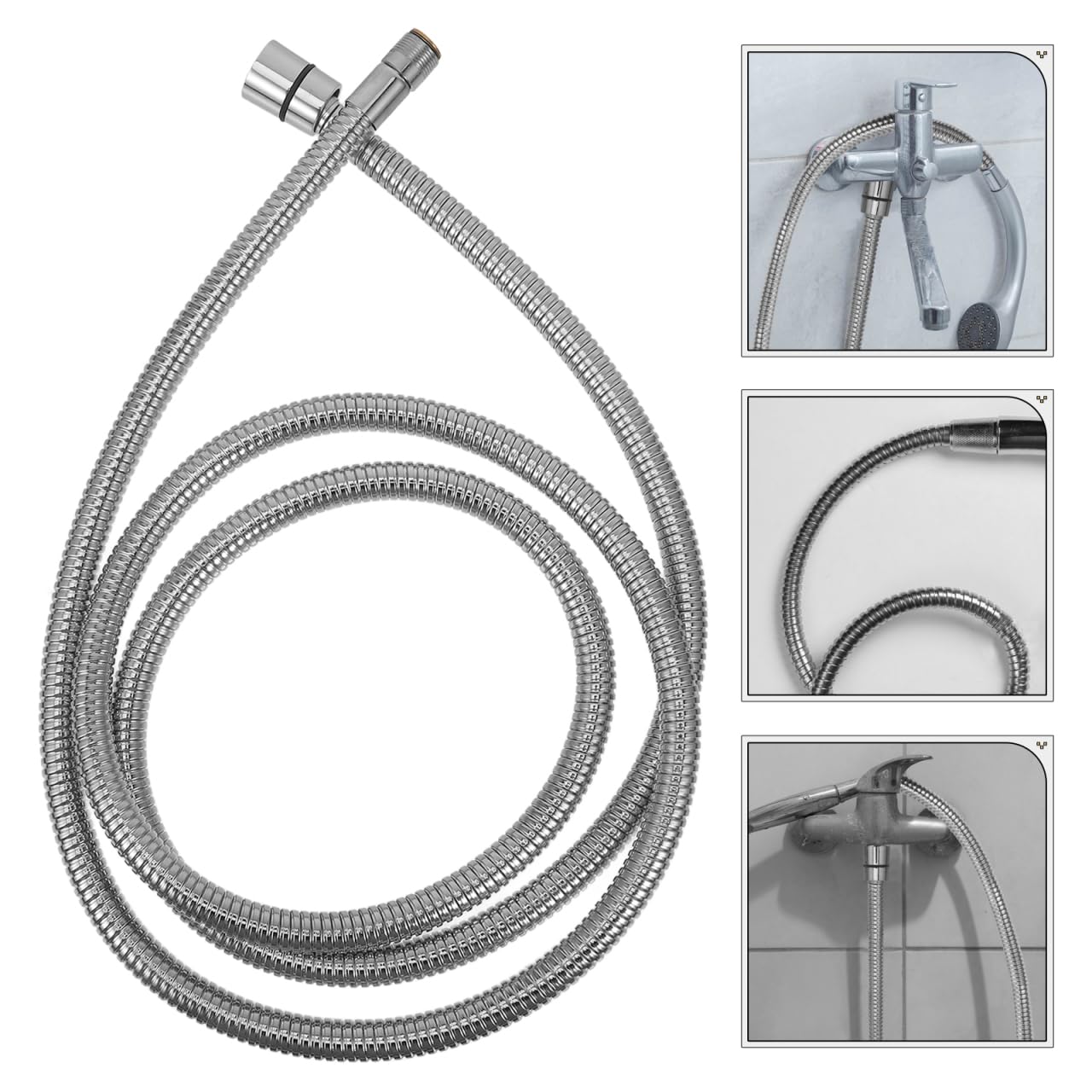 Manguera de ducha flexible antitorceduras de 2 m, conectores macho y hembra, resistente a alta presión, perfecta para uso en el baño