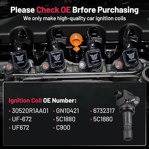 Vista 171 de BDFHYK Paquete de bobinas de encendido y bujías de iridio compatibles con Acura RSX Honda Accord Civic CR-V Element repuesto para UF583 UF311