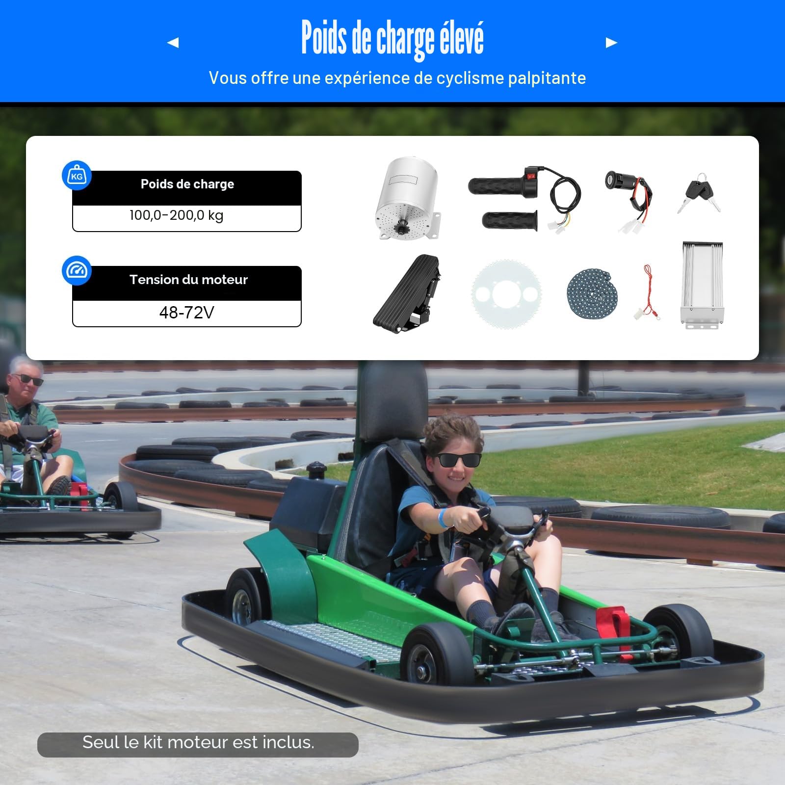 Kit de moteur électrique sans balais 48-72 V 3000 W 4900 tr/min avec régulateur de vitesse amélioré, pédale et kit de poignée d'accélérateur pour Go Karts, vélos électriques, motos, scooters