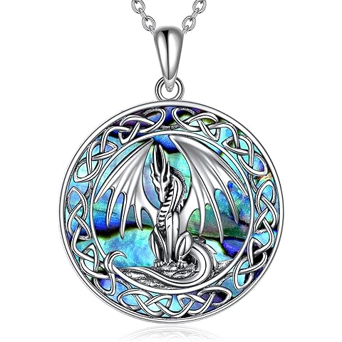 LUHE Sterling Silver Dragon/Wolf/Phoenix/Hummingbird/Horse/Unicorn Religious Pendant Necklace for Women Oxidized vintage Celtics Necklace Jewelry Christmas Gifts