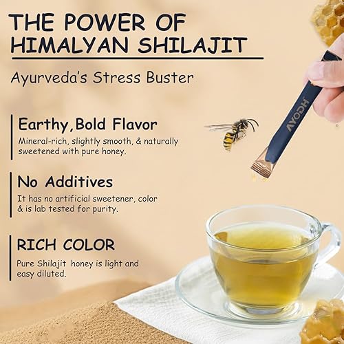 Miniatura 4 de Ayodh Palitos de miel Shilajit Pure Himalayan  Paquete de 30 (0.25 onzas), hechas con ácido fúlvico y miel natural, sabrosos palitos de miel