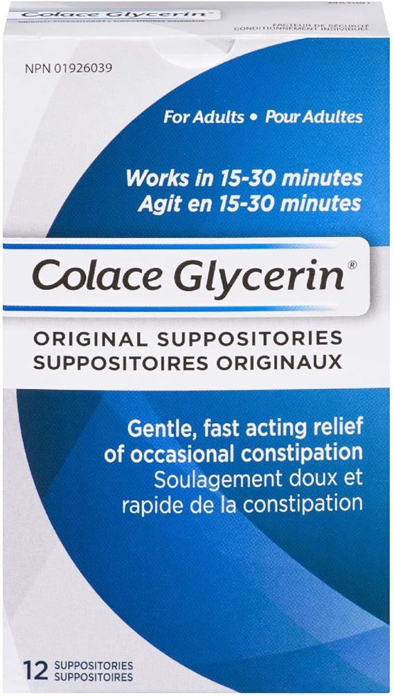 Colace Glycerin Suppositories Adult Gentle Fast Acting Relief of