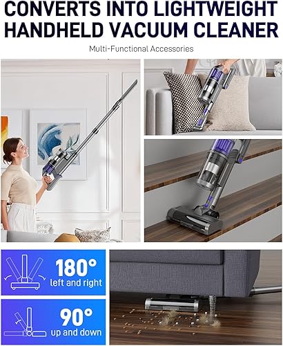 Miniatura 8 de Aspiradora inalámbrica, aspiradoras para el hogar, 45 KPA 550 W, portátil, 60 minutos de tiempo de funcionamiento, batería recargable, aspiradora de