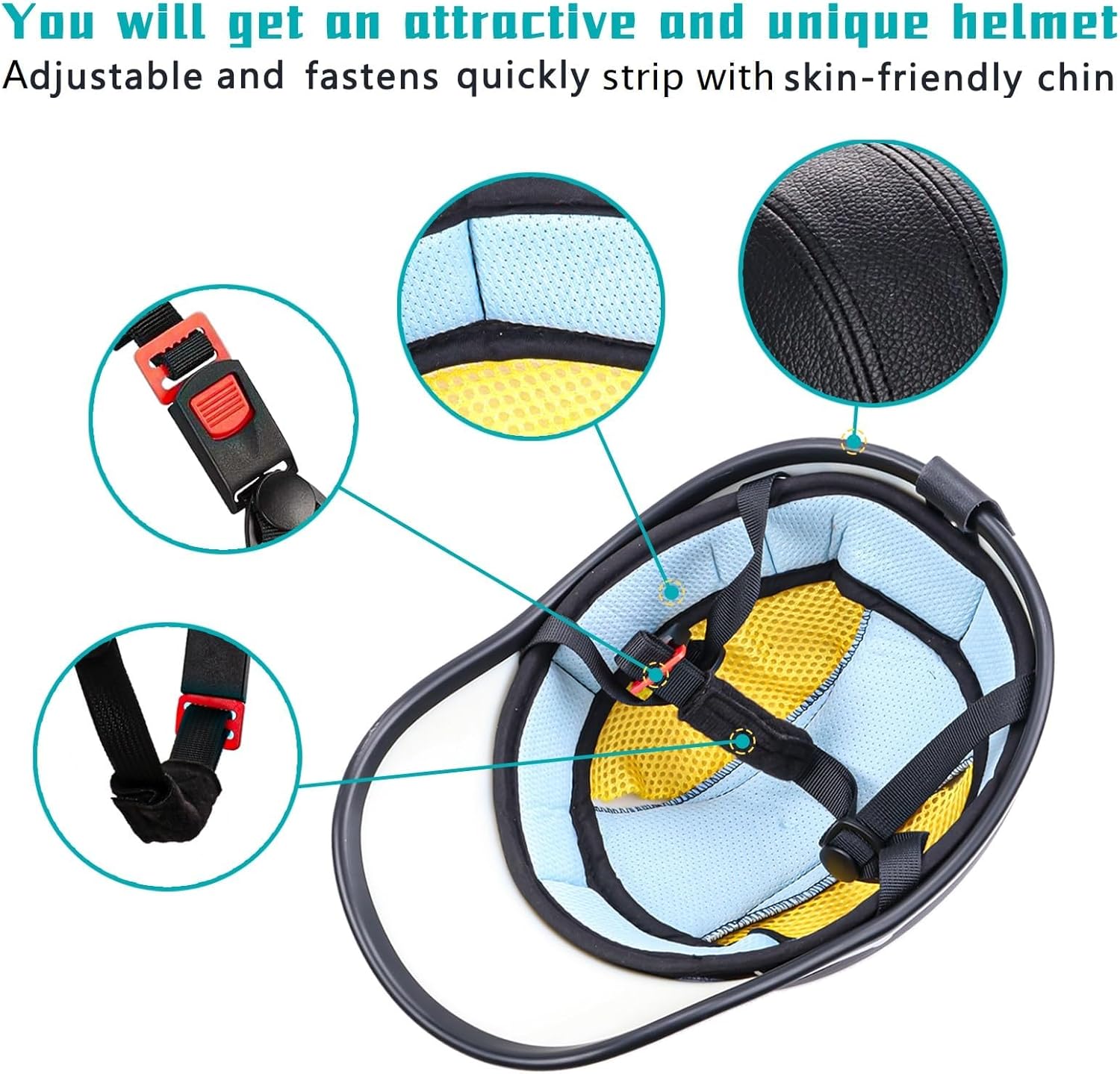 Bicycle Helmet for Adults Small/Large PU Bike Helmet for Women and Men Adjustable Safe 10 Colors Baseball Cap Sunshade 21.7-24.4 INCH Bike Cycling Helmets with 12PCs Reflective Sticker