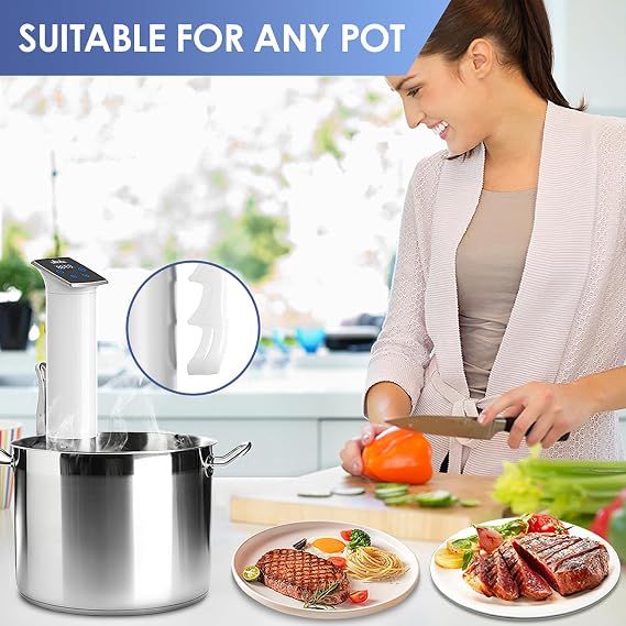Wancle Sous Vide Machines, 1100 Watts Sous-Vide Cooker Immersion Circulator, IPX7 Waterproof, Quiet, Easy to Use for Home Chefs