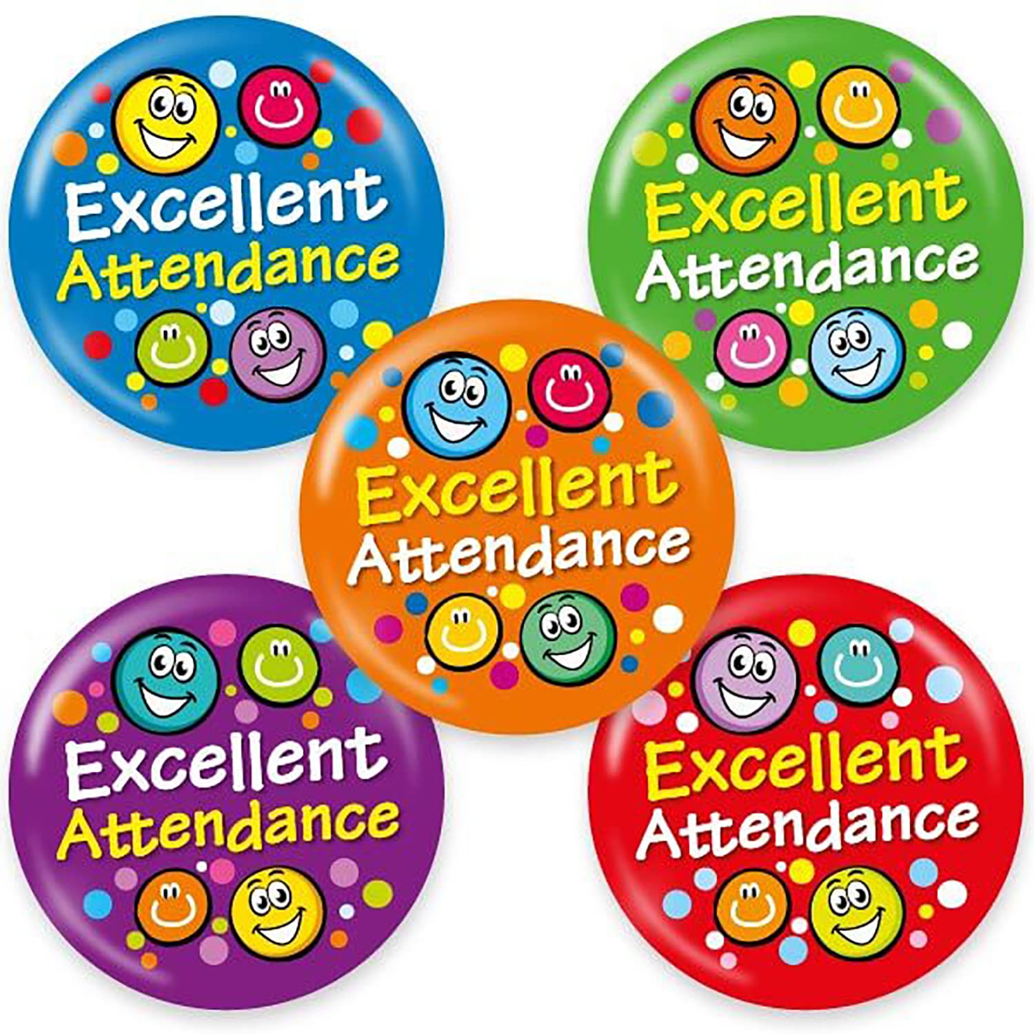 40 Excellent Attendance Award Pupils Motivational School Praise Teachers Reward Badges 38mm Brainwaves Primary Teaching Services