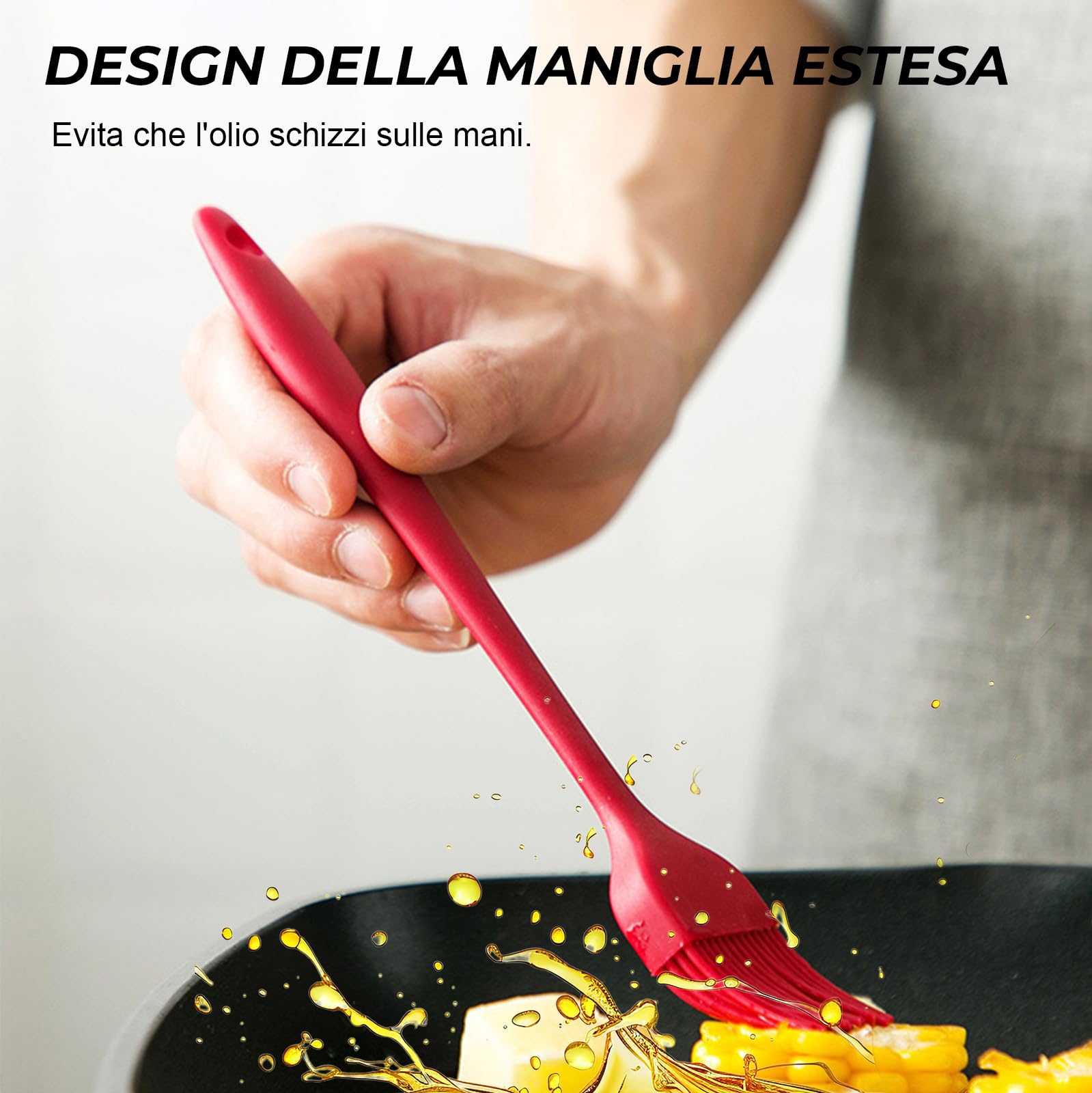 Pennello da cucina in silicone 2 pezzi, pennello da imbastitura da 8 pollici, pennello griglia resistente al calore, pennello olio senza BPA per cucinare, cuocere al forno, BBQ, design monoblocco