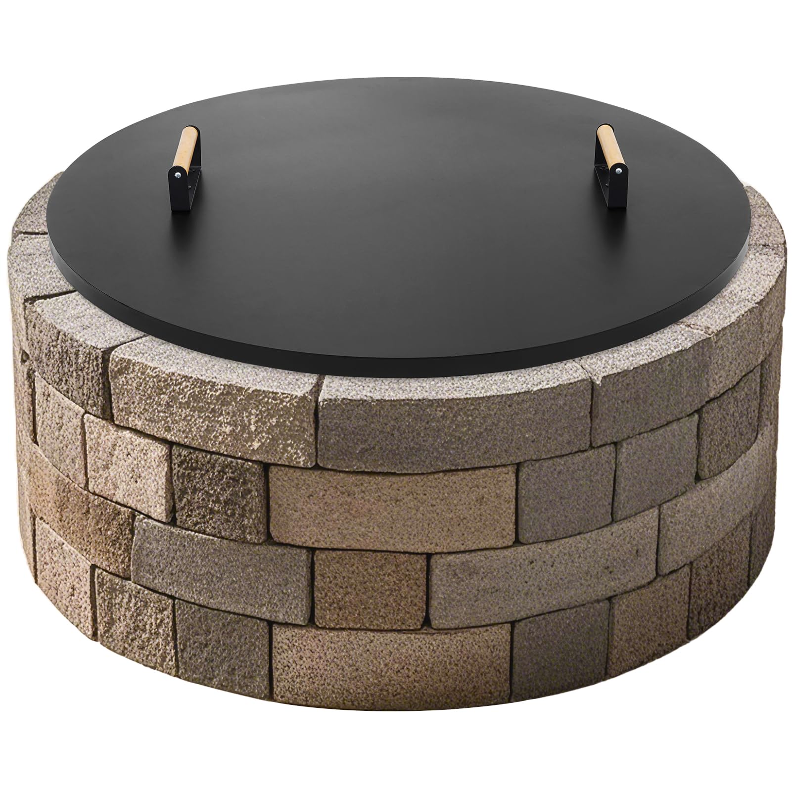 1MORE Fire Pit Lid Round 36" - Metal Firepits Cover with Wooden Handles for Patio Firepits,Rust Resistant 1.5mm Fire Pits Metal Lid, Firepits Accessory, Fire Pits Cover Round, All-season Protective
