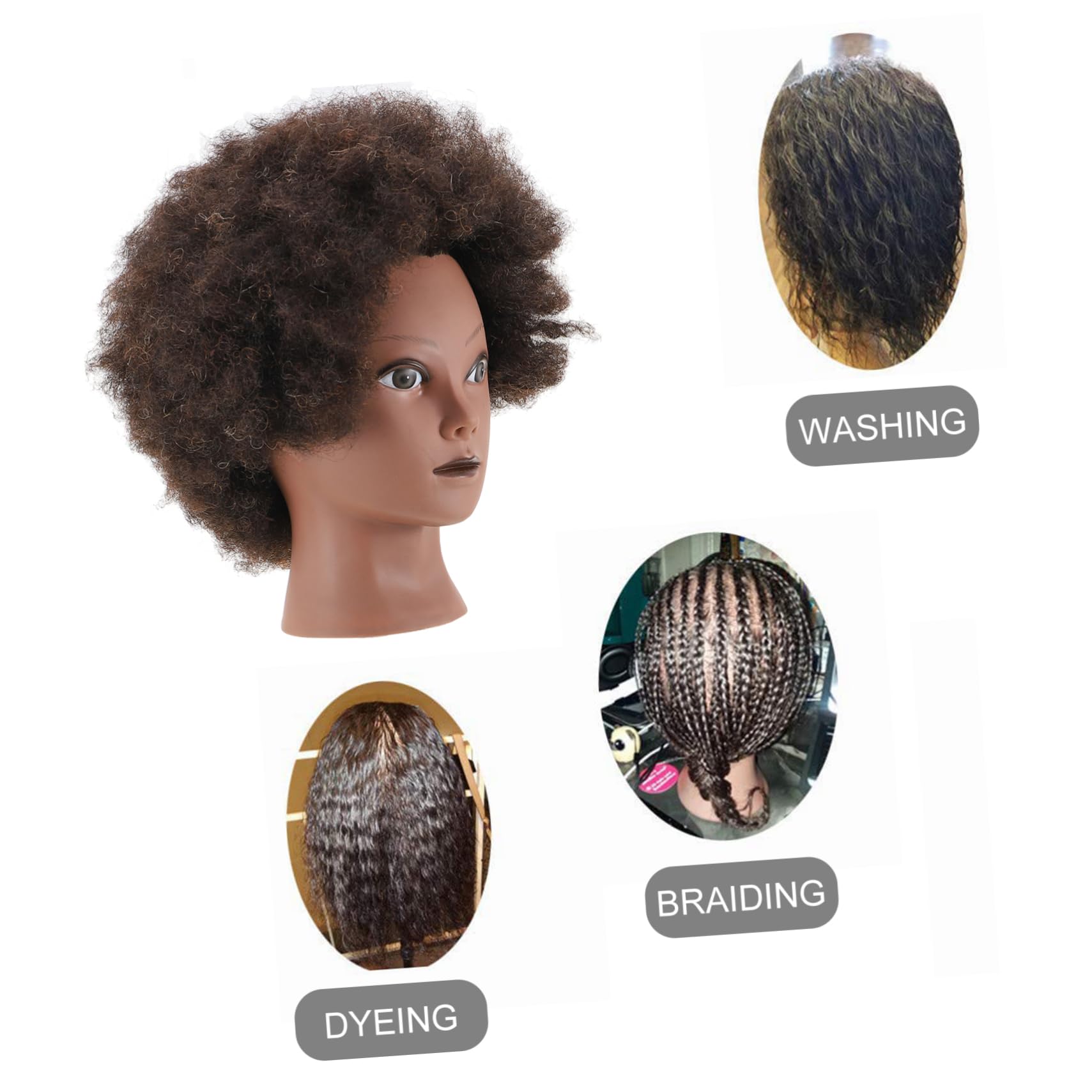 Gogogmee African Afro Mannequin Head Long Hair for Barber Salon Cosmetology Training