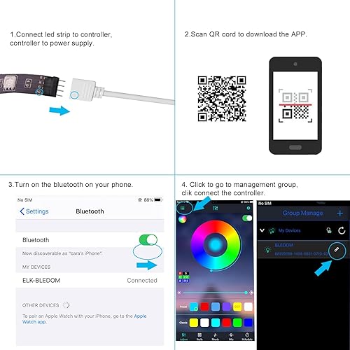 Miniatura 8 de GXILEE Retroiluminación LED para TV, alimentada por USB, tira de luz LED de 10 pies para TV de 32 a 65 pulgadas, control remoto con aplicación,
