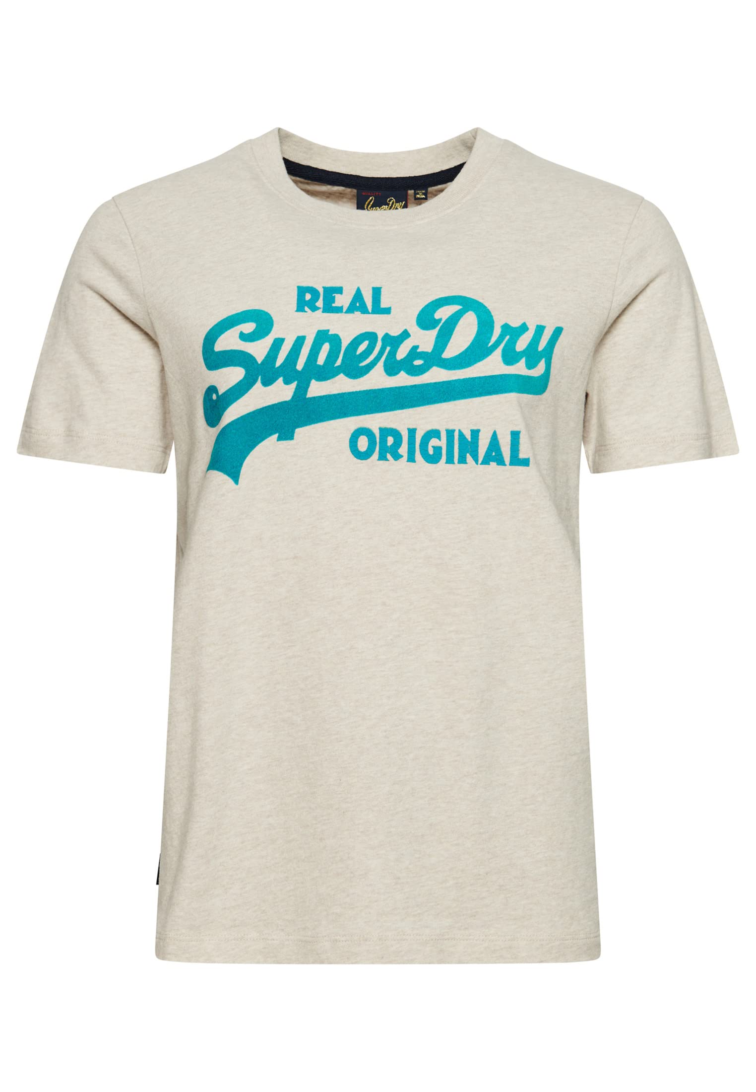 Superdry Women's Oatmeal Marl Vl Scripted Coll Tee Shirt For 10