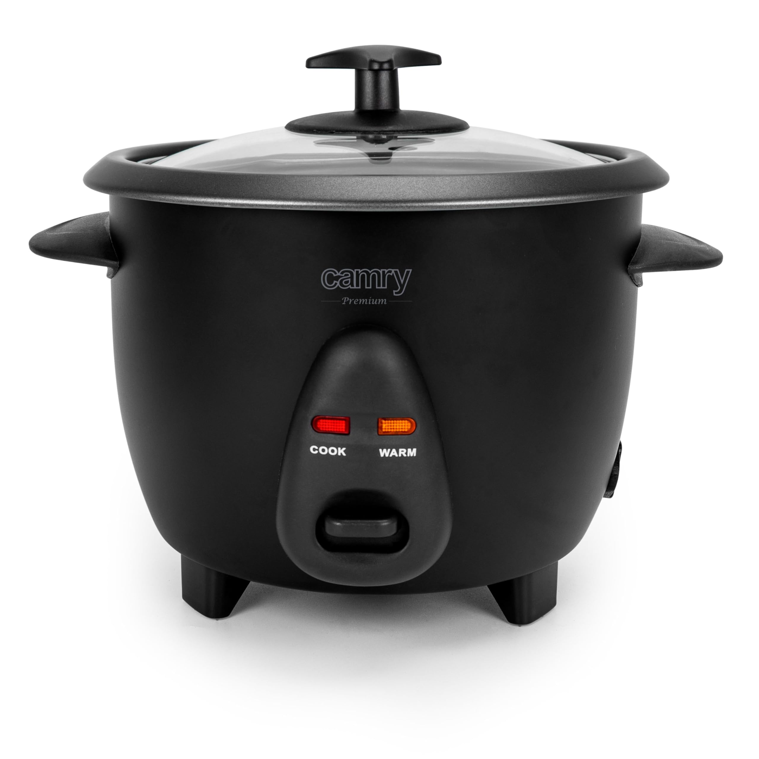 CAMRY Rijstkoker 1 liter, warmhoudfunctie, antiaanbaklaag, rijstlepel en maatbeker, glazen deksel, stoompan, risotto-pan, stoominzet, rijstpan voor alle soorten rijst
