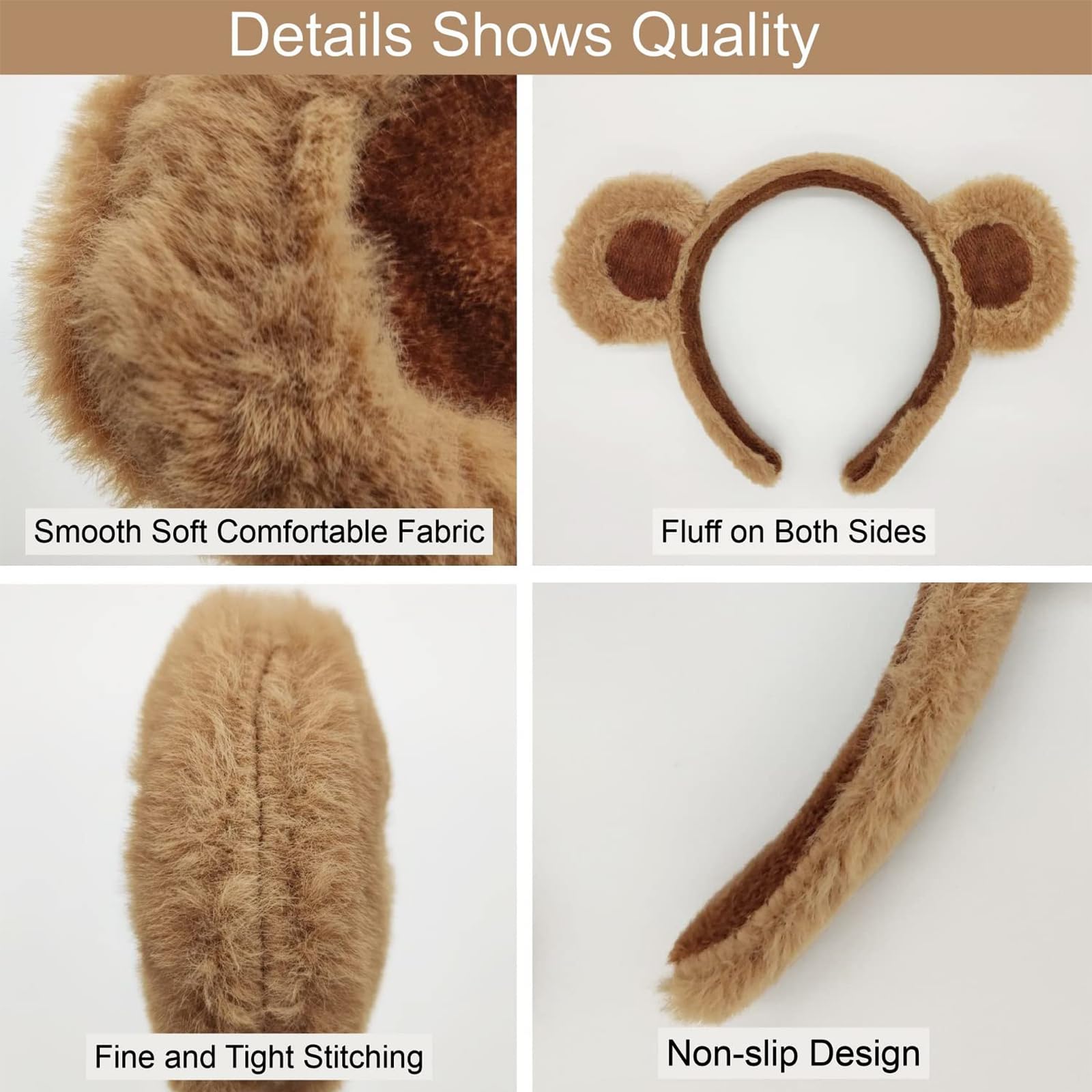 Orecchie Orso 3/4 Pezzi / Set Orecchie Di Orso Marrone Fascia Peluche Orecchie Di Animali Costume Capelli Cerchio Halloween Cosplay Accessori Per Capelli 2025 Ss Accessori Costume Carnevale