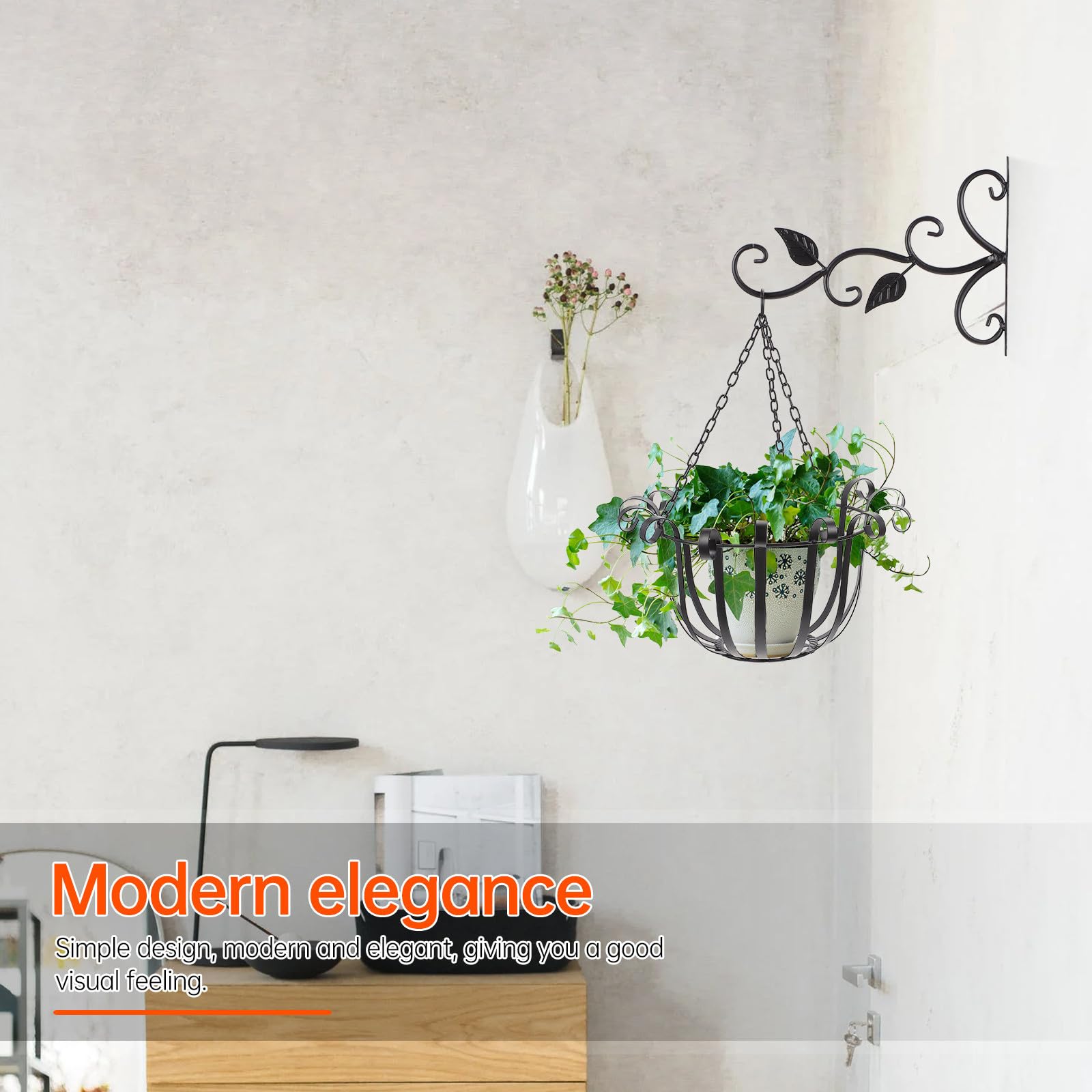 Housoutil Cesto Sospeso in Ferro Nero per Piante con Design Elegante e Pratico, Fioriera da Parete per Giardinaggio Domestico e Balcone Moderno