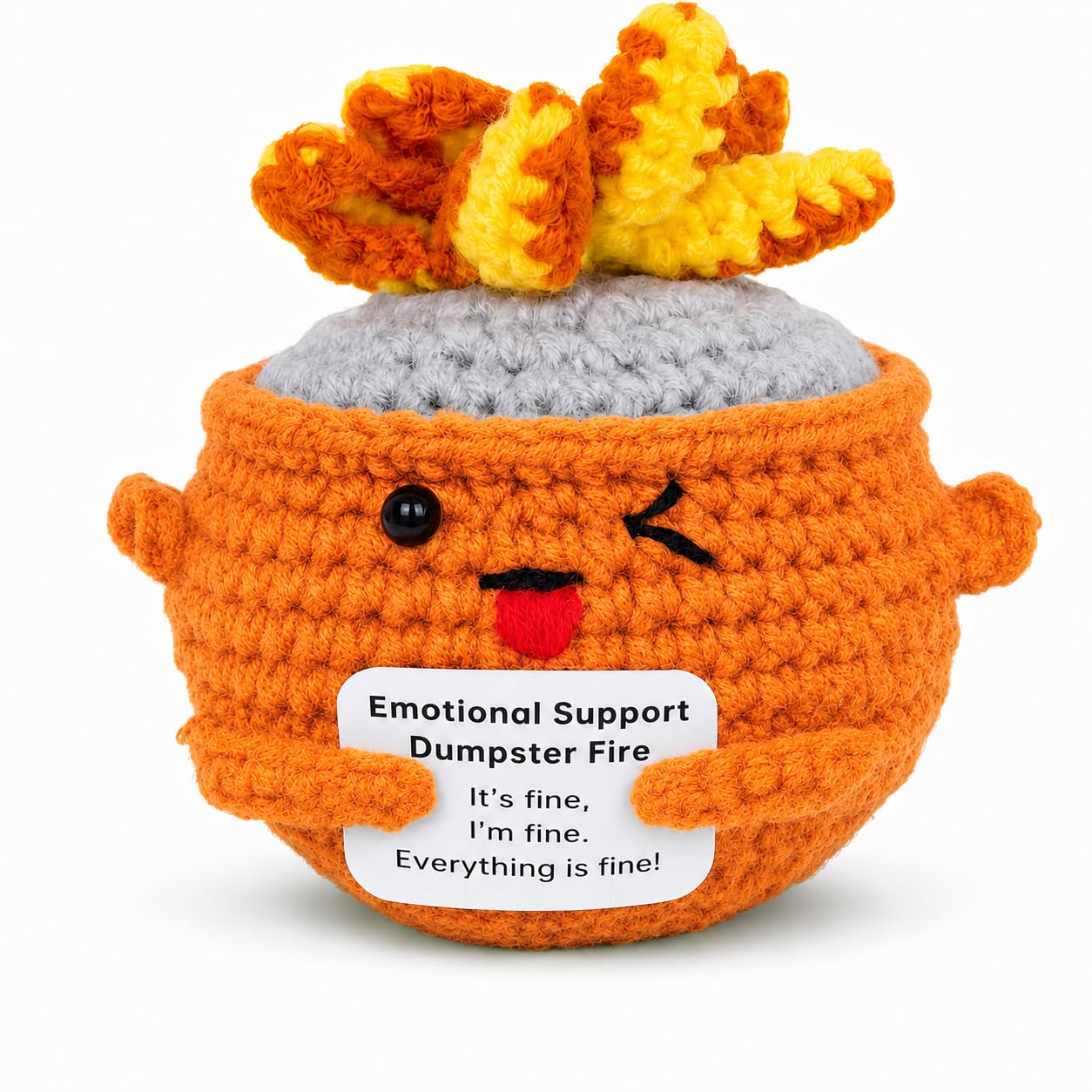 Emotional Support Dumpster Fire Crochet (Orange)
