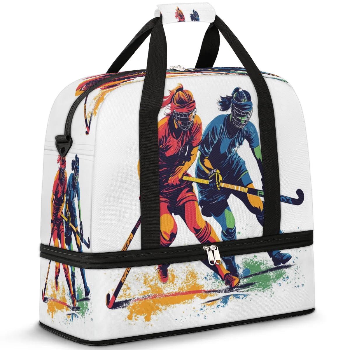 Sac de voyage pour joueurs de hockey pour femmes et hommes, sac de week-end, sac fourre-tout pliable et séparé, 47 l pour sport, gym, yoga, couleur, 47 L, Organiseur de sac