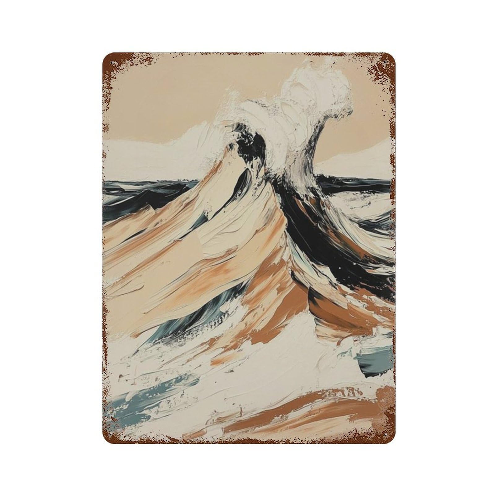 xiaoxiaoshen Abstract Wave Ocean Modern Seascape Coastal Painting Wall Decor Art Metal Tin Poster Modern Home Decor Art Home Bar Shop Decorations Vintage Sign 40x30cm