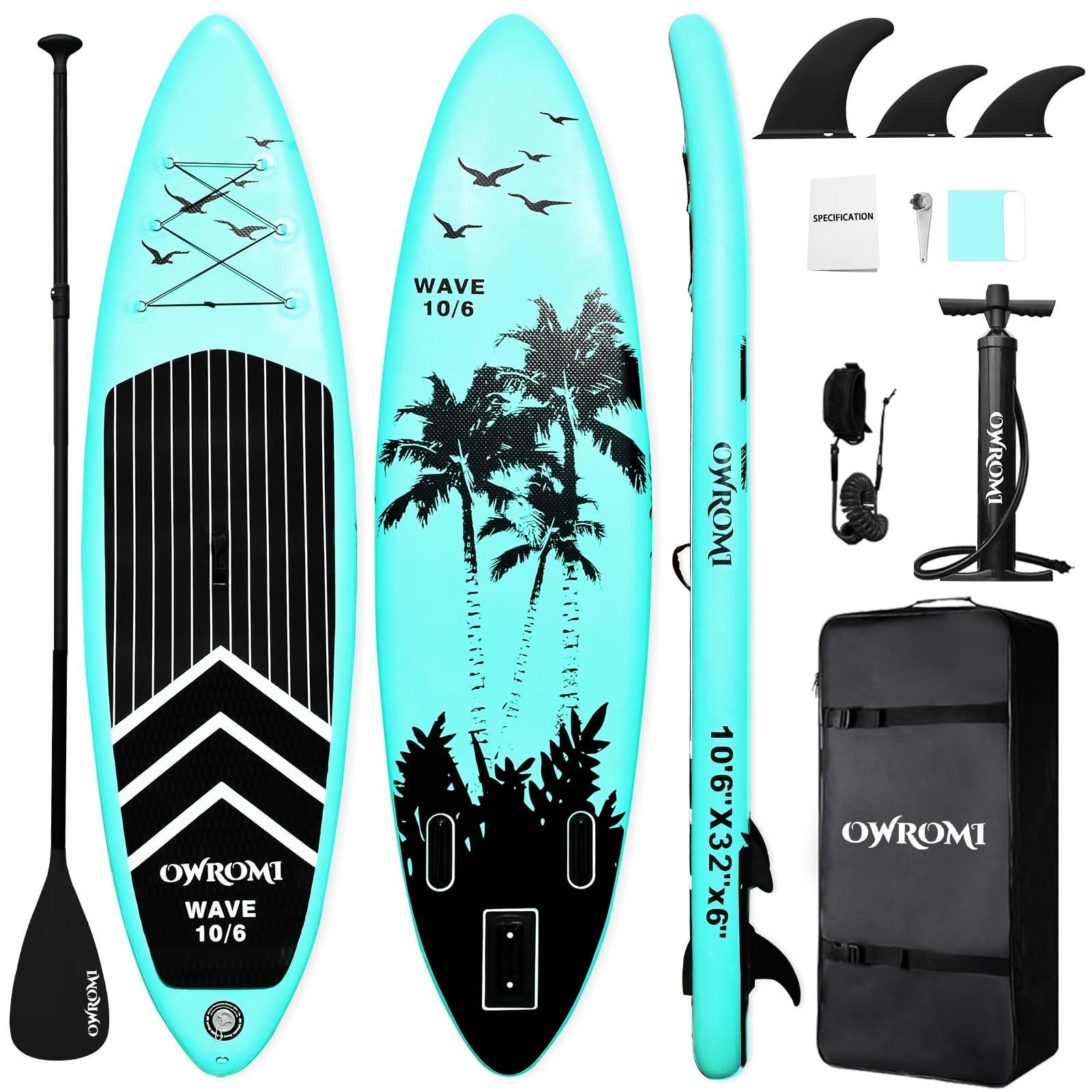 SUP Inflatable Stand Up Paddle Board 10'6"/32" 6" Ultra-Light Thick Paddleboard for All Skill Levels ISUP Paddle Board with Accessories, 10/6 Inflatable Paddle Boards for Adults & Youth