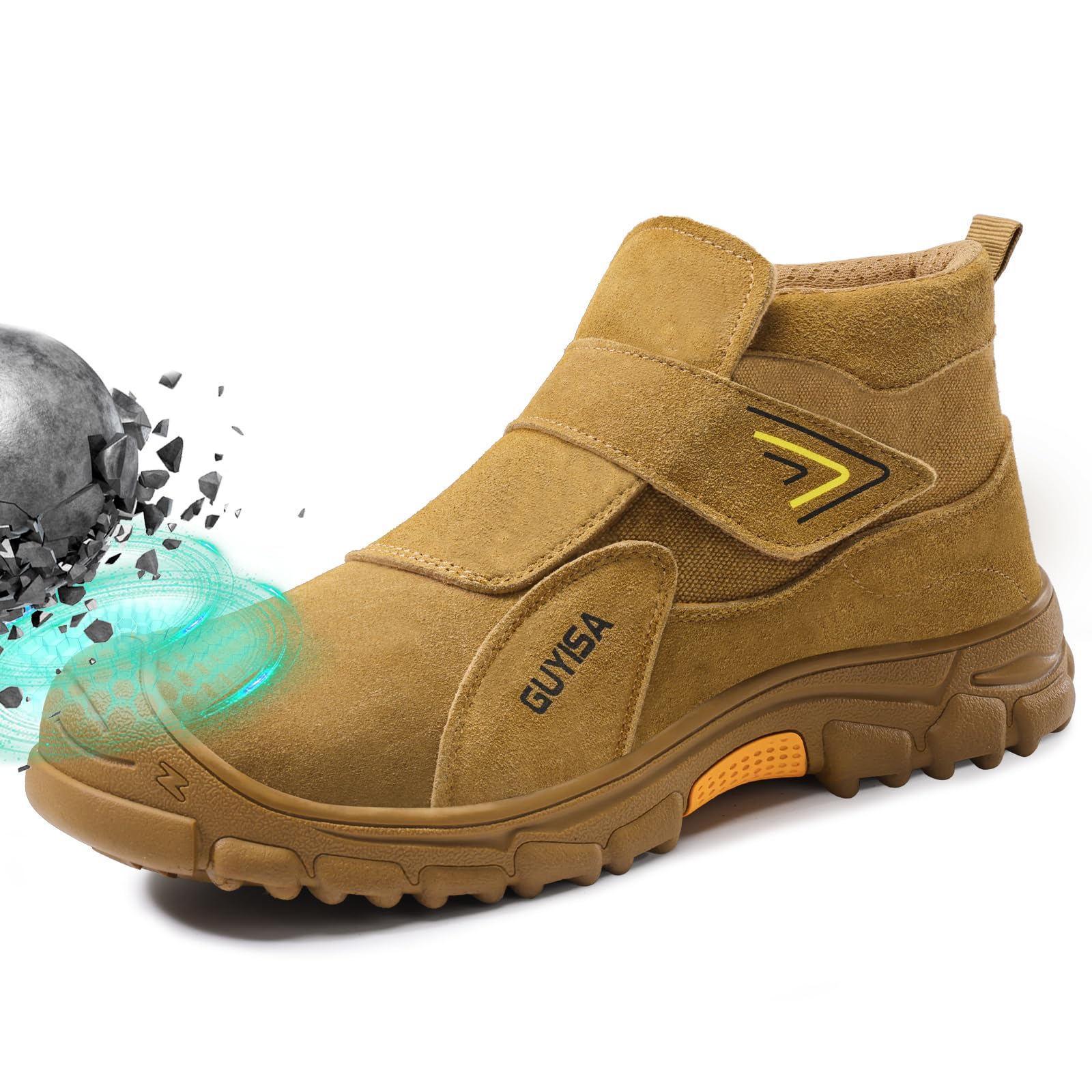 Safety Boots Mens Slip on CE Certified Steel Toe Cap Boots Work Shoes Lightweight Splash Proof Safety Shoes Puncture Proof Construction Boot Fashionable Protective Working Boot for Men-image-4