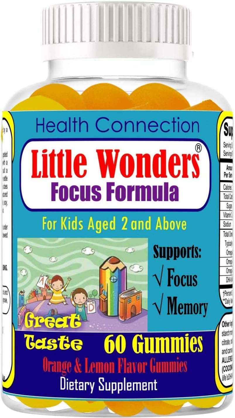Kids Memory & Focus Gummies – Brain Support Vitamins for Kids, Teen Vitamin for The Brain, Daily Cognitive Support Memory Supplement for Learning & Attention, Fruity Flavor – 60 Gummies