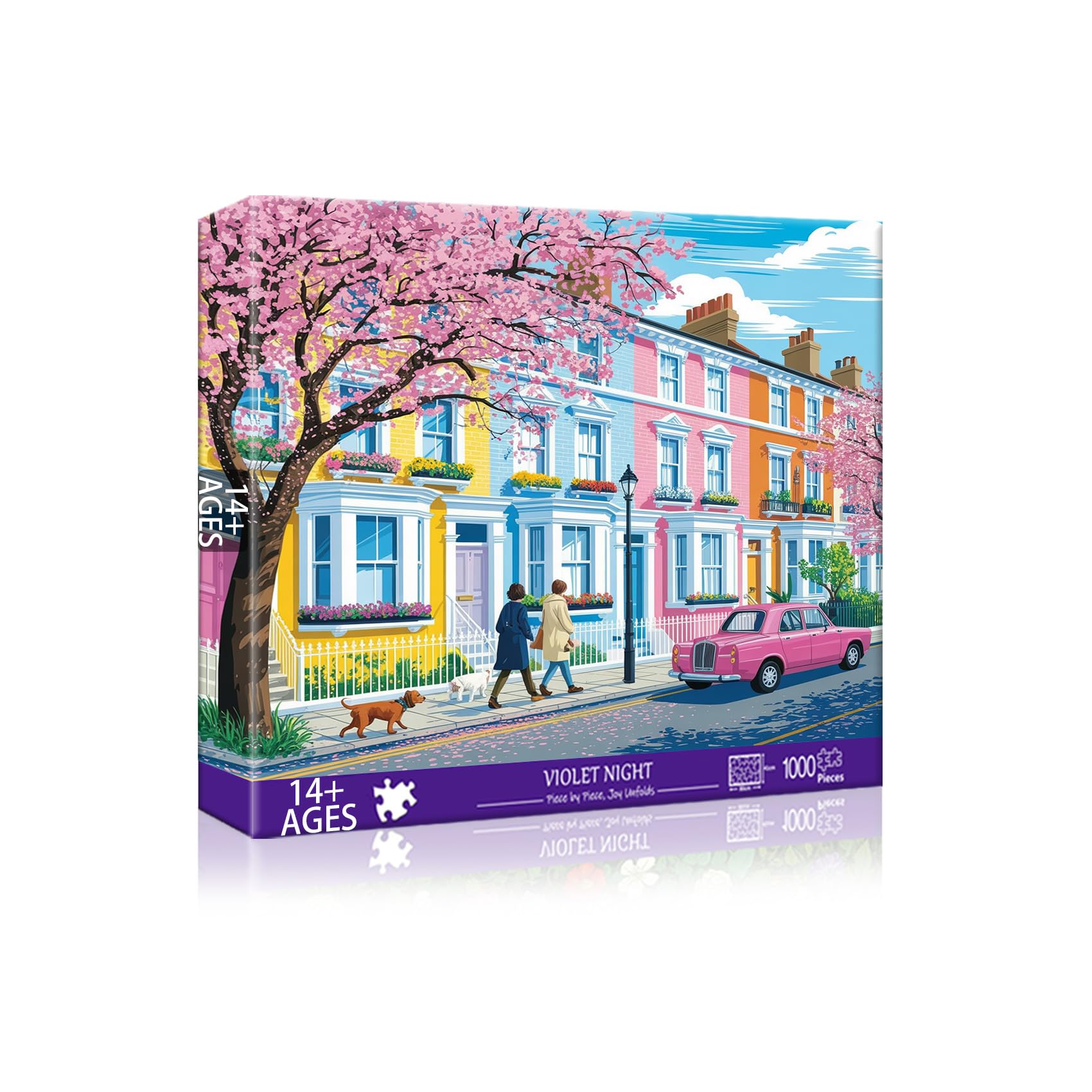 VAIIEYO Street Jigsaw Puzzles for Adults 1000, Cherry Blossoms Jigsaw Puzzles, Puzzles for Adults, Fun & Challenging Colorful Puzzles, Family Time, Great Gift Idea, Finished Size 55 * 49 cm