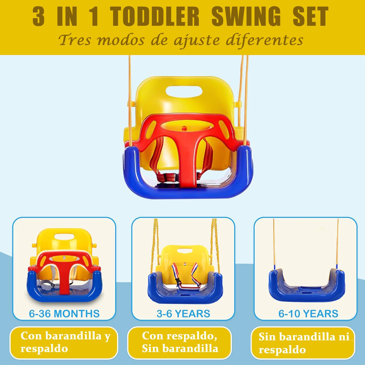 Columpio para Bebé Infant 3 En 1, Columpio Jardin exteriorl De Exterior/Interior, Soporte de Metal Plegable e Instrucciones, Fácil de Montar y Guardar,Adecuado para Niños De Todas Las Edades