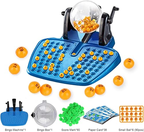 Miniatura 5 de Juego de bingo, lotería tradicional, juego de bingo de lotería con 90 bolas y 38 tarjetas para juegos de mesa de máquina de lotería