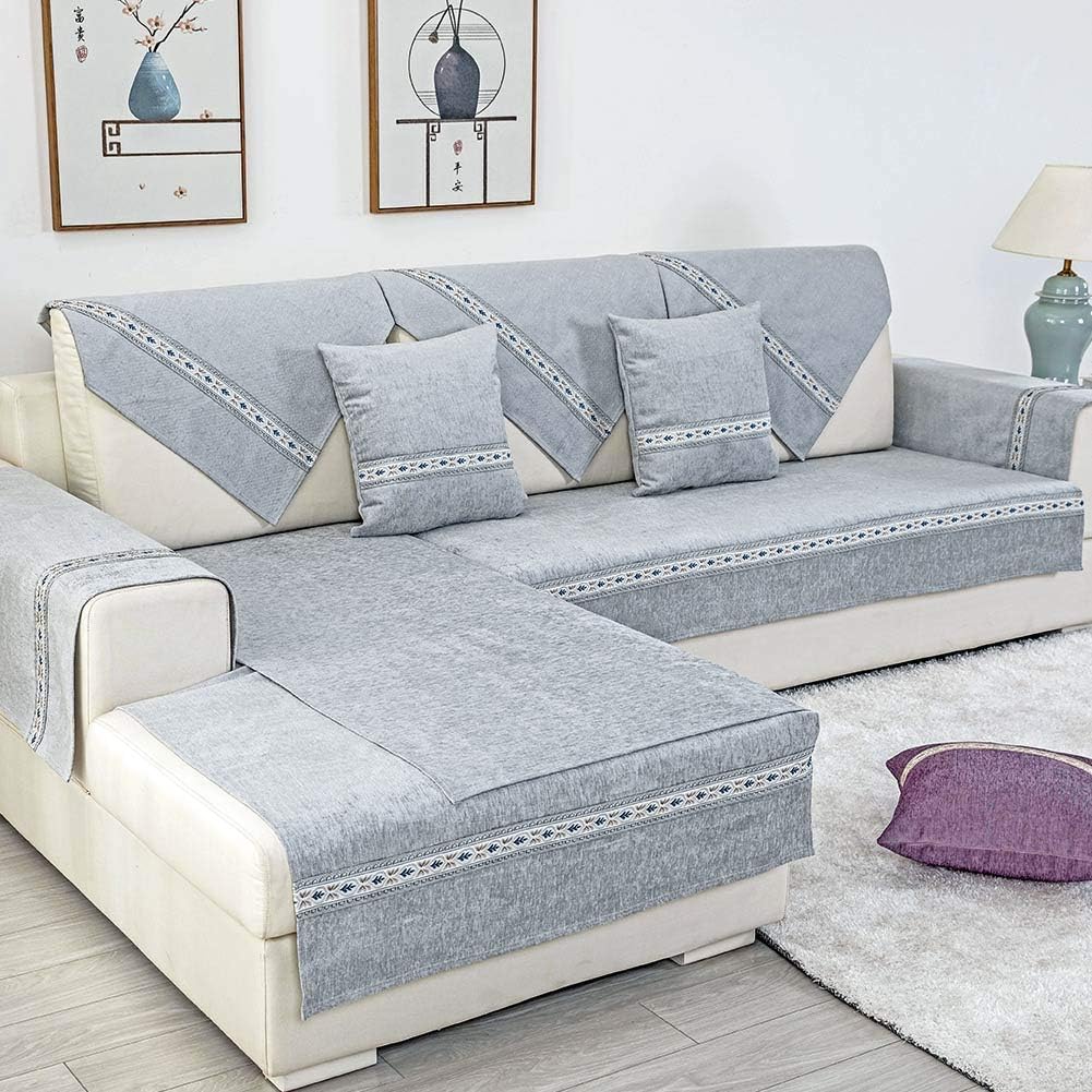 Deep Dream Sectional Sofa Covers, Chenille Sofa Slipcover